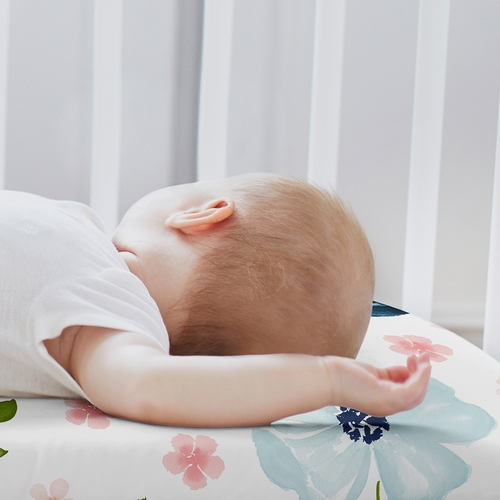 Watercolor Floral Navy Blue And Pink Collection 2 Pack Baby Bassinet Fitted Sheets - alt image 2