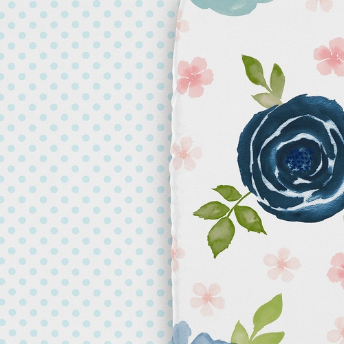 Watercolor Floral Navy Blue And Pink Collection 2 Pack Baby Bassinet Fitted Sheets - alt image 4