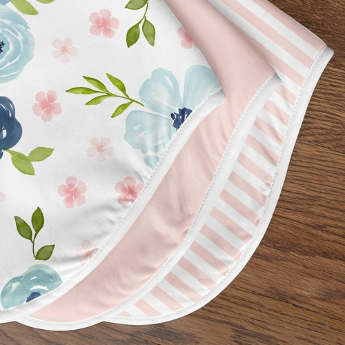 Watercolor Floral Navy Blue and Pink Collection Absorbent Burp Cloths - 3 Pack Set - alt image 4