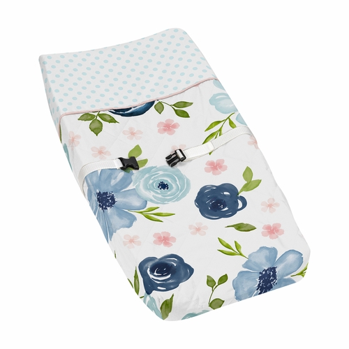 Watercolor Floral Navy Blue and Pink Collection Changing Pad Cover