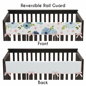 Watercolor Floral Navy Blue and Pink Collection Long Rail Guard Cover