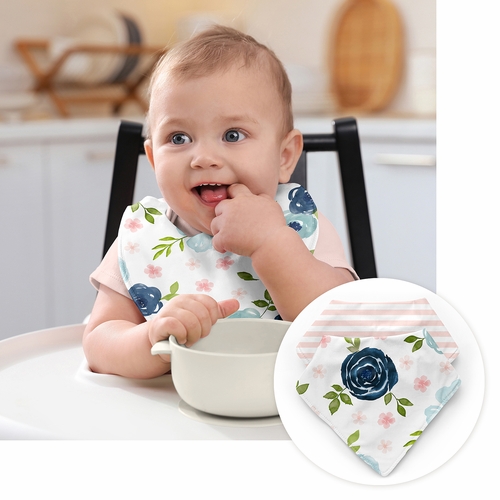 Watercolor Floral Navy Blue and Pink Collection Newborn Baby Layette Set - alt image 4