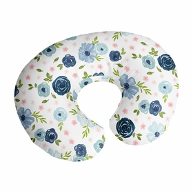 Watercolor Floral Navy Blue and Pink Collection Nursing Breastfeeding Pillow Cover