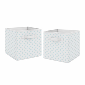 Watercolor Floral Navy Blue and Pink Collection Polka Dot Print Foldable Fabric Storage Bins