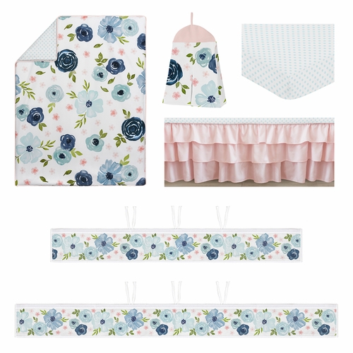 Watercolor Floral Navy Blue And Pink Collection Sweet Jojo Designs 6