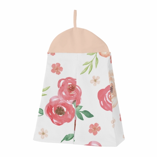 Watercolor Floral Peach and Green Collection 11 Piece Bumperless Crib Bedding - alt image 4