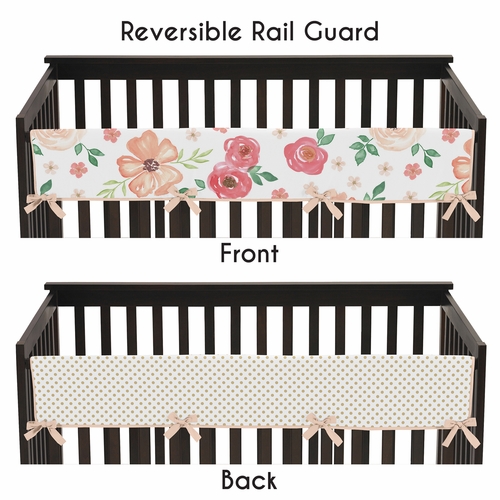 Watercolor Floral Peach and Green Collection 5 Piece Crib Bedding - alt image 3