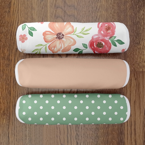 Watercolor Floral Peach and Green Collection Absorbent Burp Cloths - 3 Pack Set - alt image 3
