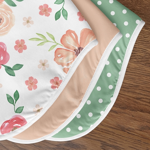 Watercolor Floral Peach and Green Collection Absorbent Burp Cloths - 3 Pack Set - alt image 4