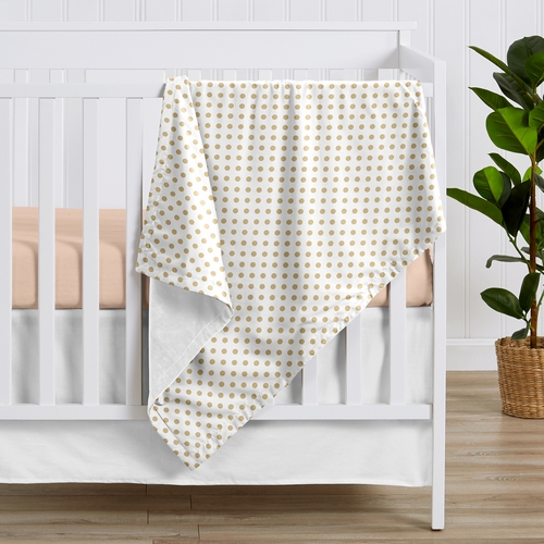Watercolor Floral Peach and Green Collection Baby Blanket - Polka Dot - alt image 1