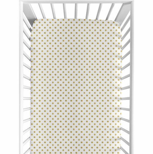 Watercolor Floral Peach and Green Collection Crib Sheet - Polka Dot