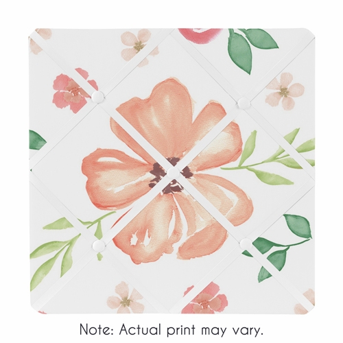 Watercolor Floral Peach and Green Collection Fabric Memo Board