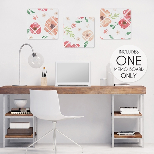 Watercolor Floral Peach and Green Collection Fabric Memo Board - alt image 1