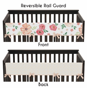 Watercolor Floral Peach and Green Collection Long Rail Guard Cover