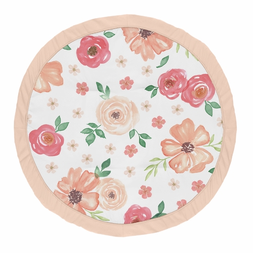 Watercolor Floral Peach and Green Collection Playmat