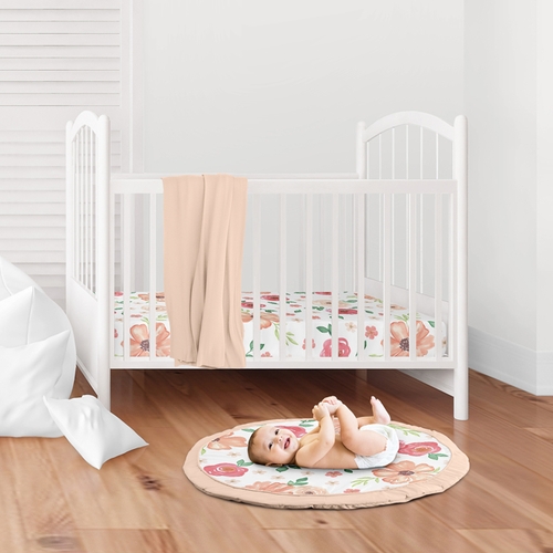 Watercolor Floral Peach and Green Collection Playmat - alt image 1