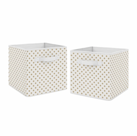 Watercolor Floral Peach and Green Collection Polka Dot Foldable Fabric Storage Bins