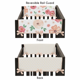 Watercolor Floral Peach and Green Collection Side Rail Guard Covers - Set of 2