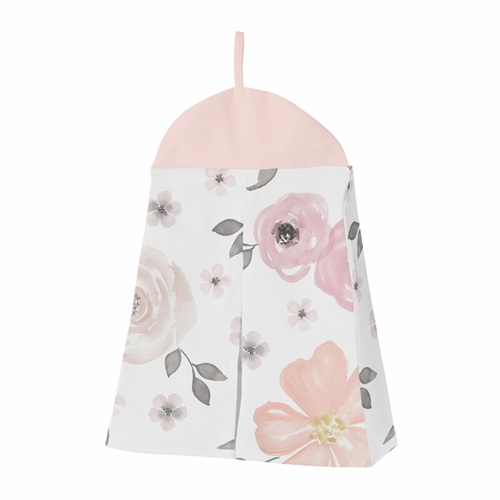 Watercolor Floral Pink and Grey 11 Piece Bumperless Crib Bedding Collection - alt image 4