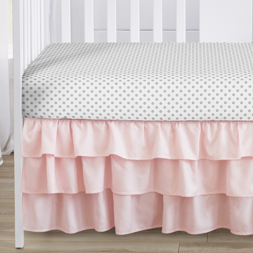 Watercolor Floral Pink and Grey 4 Piece Bumperless Crib Bedding Collection - alt image 3