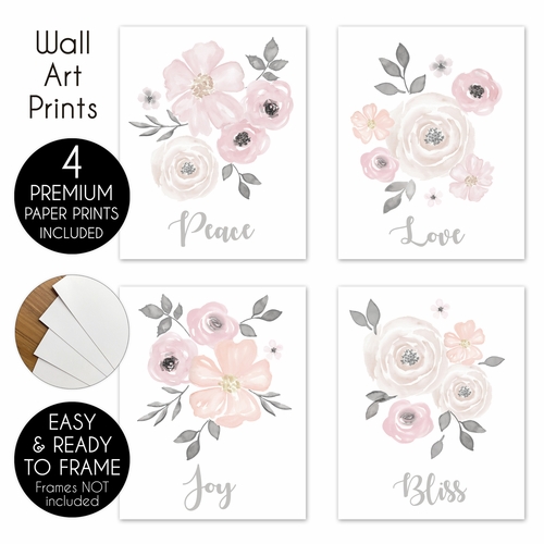 Watercolor Floral Pink and Grey Collection 11 Piece Crib Bedding - alt image 5