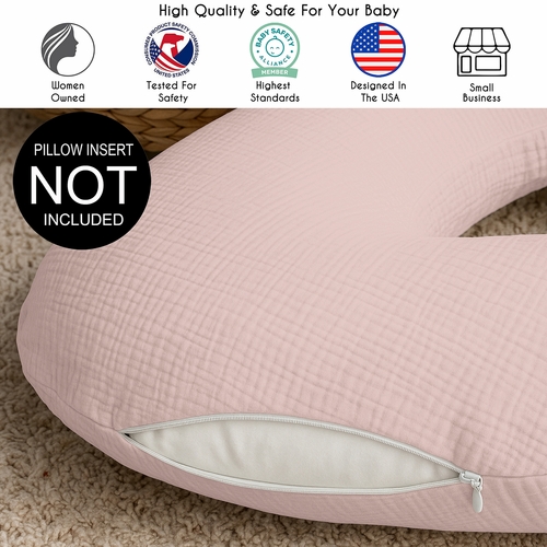 Watercolor Floral Pink and Grey Collection 2 Pack 100% Cotton Muslin Nursing Breastfeeding Pillow Cover Cases (Pillow Not Included) - alt image 2