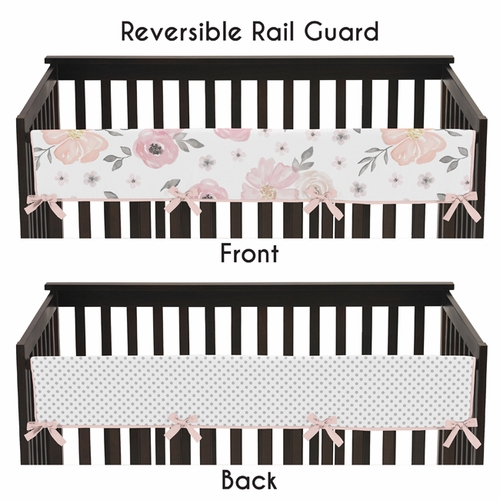 Watercolor Floral Pink and Grey Collection 5 Piece Crib Bedding - alt image 3
