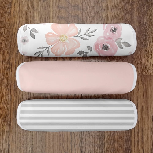 Watercolor Floral Pink and Grey Collection Absorbent Burp Cloths - 3 Pack Set - alt image 3