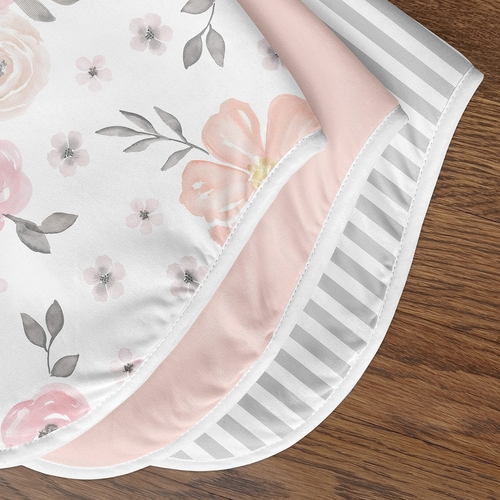 Watercolor Floral Pink and Grey Collection Absorbent Burp Cloths - 3 Pack Set - alt image 4