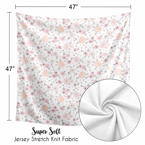 Watercolor Floral Pink And Grey Collection Baby Swaddle Blanket - alt image 4