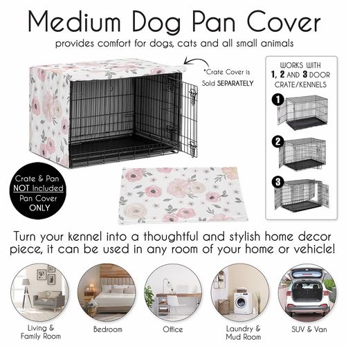 Watercolor Floral Pink and Grey Collection Dog Crate Bottom Tray Pan Cover 36in. - alt image 5