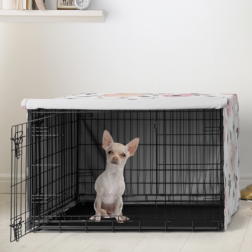 Watercolor Floral Pink and Grey Collection Dog Crate Kennel Cover 24in. - alt image 1
