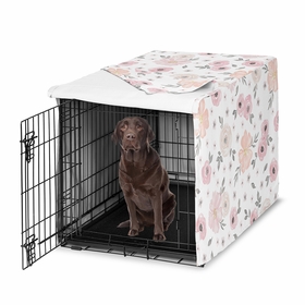 Watercolor Floral Pink and Grey Collection Dog Crate Kennel Cover 42in.