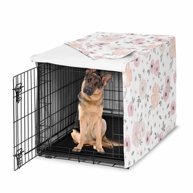Watercolor Floral Pink and Grey Collection Dog Crate Kennel Cover 48in.
