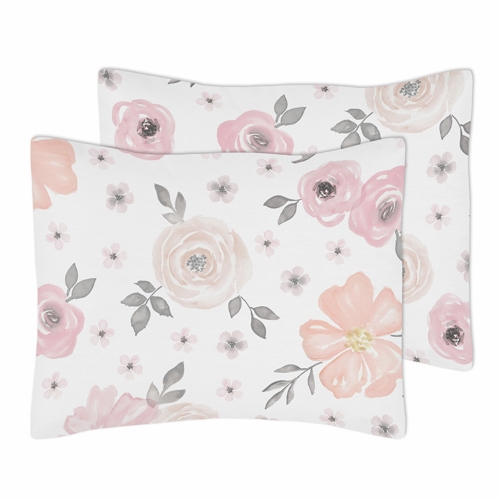 Watercolor Floral Pink and Grey Collection King Bedding - alt image 2