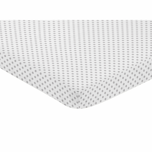 Watercolor Floral Pink and Grey Collection Mini Crib Sheet - Grey Polka Dot