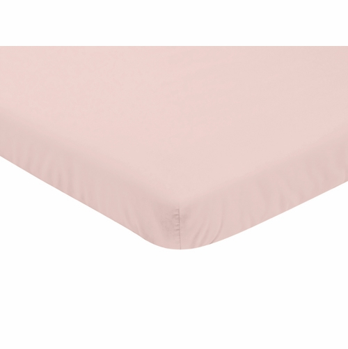 Watercolor Floral Pink and Grey Collection Mini Crib Sheet - Solid Blush Pink