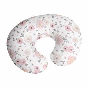 Watercolor Floral Pink and Grey Collection Nursing Breastfeeding Pillow Cover