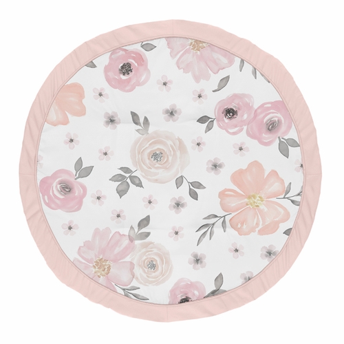 Watercolor Floral Pink and Grey Collection Playmat
