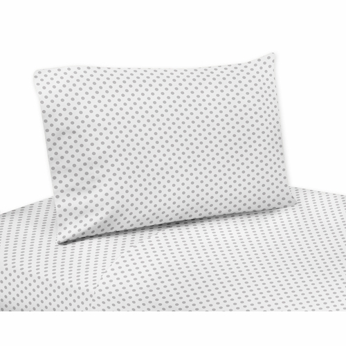 Watercolor Floral Pink and Grey Collection Polka Dot Twin Sheet Set
