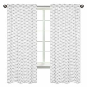 Watercolor Floral Pink and Grey Collection Polka Dot Window Panels - Set of 2