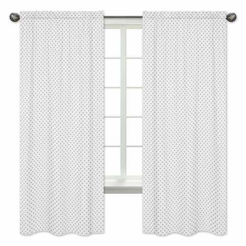 Watercolor Floral Pink and Grey Collection Polka Dot Window Panels - Set of 2