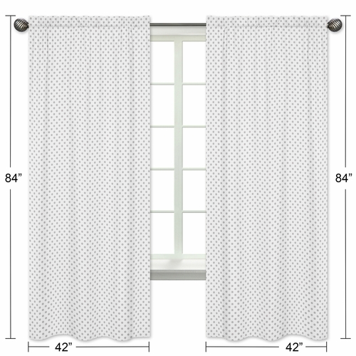 Watercolor Floral Pink and Grey Collection Polka Dot Window Panels - Set of 2 - alt image 4