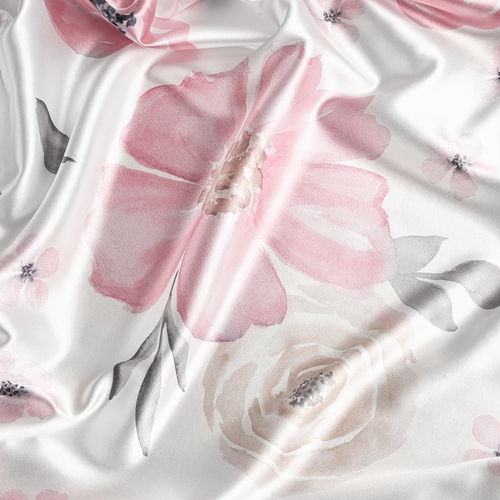 Watercolor Floral Pink and Grey Collection Satin Fitted Crib Sheet - alt image 1