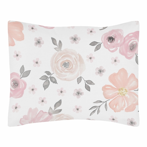 Watercolor Floral Pink and Grey Toddler Bedding Collection