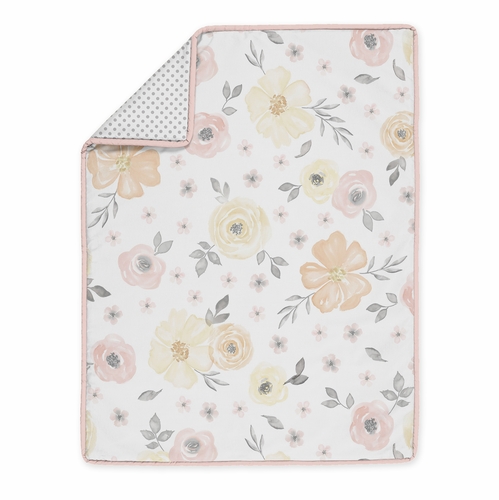 Watercolor Floral Yellow And Pink Collection 5 Piece Crib Bedding - alt image 2