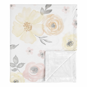Watercolor Floral Yellow And Pink Collection Baby Blanket