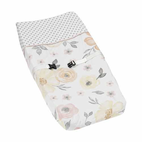 Watercolor Floral Yellow And Pink Collection Changing Pad Cover