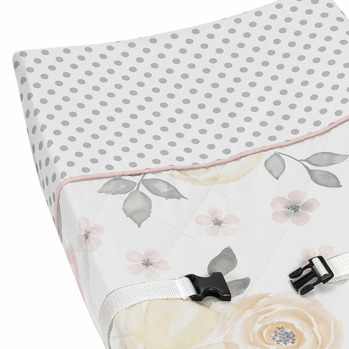 Watercolor Floral Yellow And Pink Collection Changing Pad Cover - alt image 3