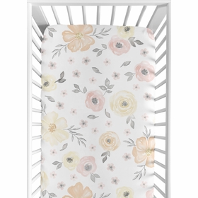 Watercolor Floral Yellow And Pink Collection Crib Sheet